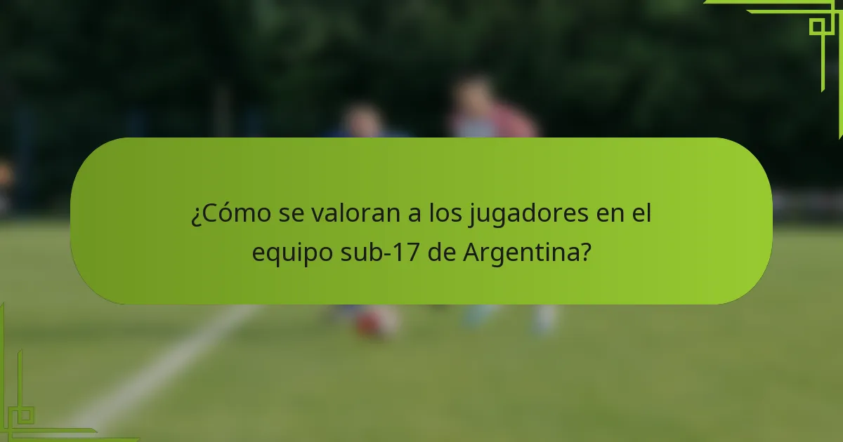 ¿Cómo se valoran a los jugadores en el equipo sub-17 de Argentina?