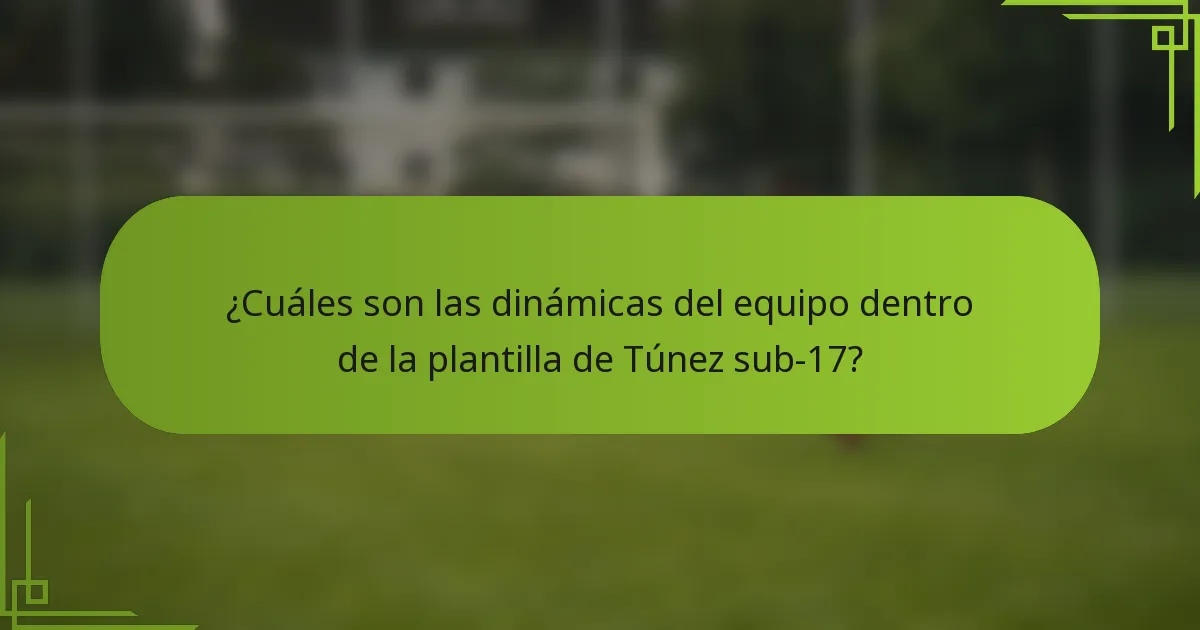 ¿Cuáles son las dinámicas del equipo dentro de la plantilla de Túnez sub-17?